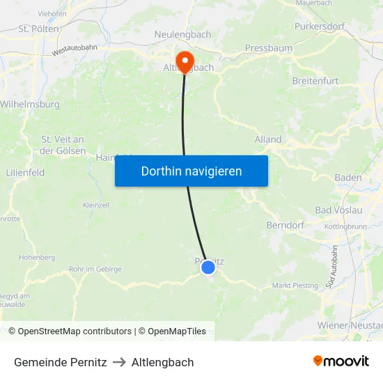 Gemeinde Pernitz to Altlengbach map