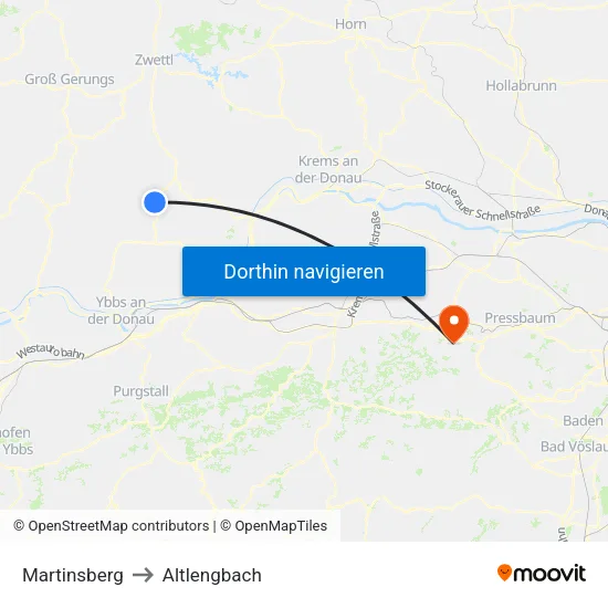 Martinsberg to Altlengbach map