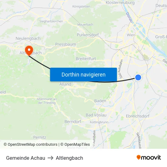 Gemeinde Achau to Altlengbach map