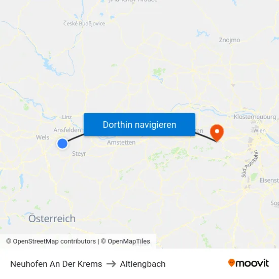 Neuhofen An Der Krems to Altlengbach map