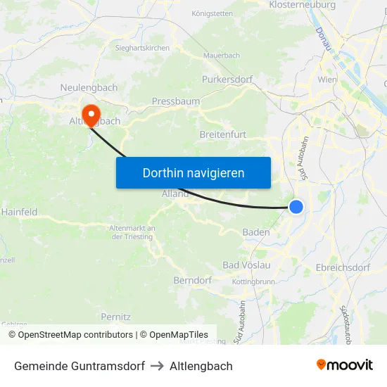 Gemeinde Guntramsdorf to Altlengbach map