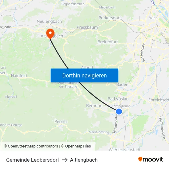 Gemeinde Leobersdorf to Altlengbach map