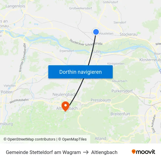 Gemeinde Stetteldorf am Wagram to Altlengbach map