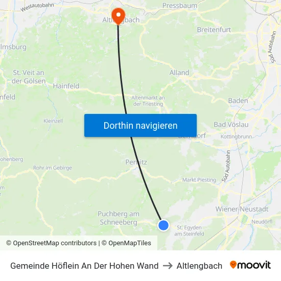 Gemeinde Höflein An Der Hohen Wand to Altlengbach map