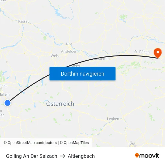 Golling An Der Salzach to Altlengbach map