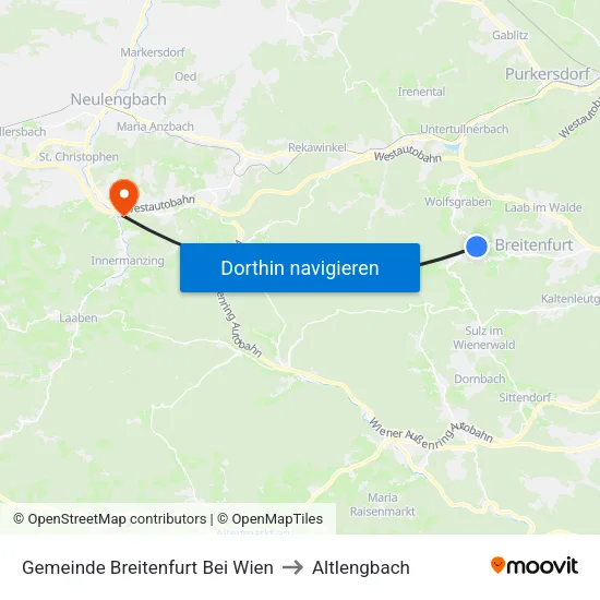Gemeinde Breitenfurt Bei Wien to Altlengbach map