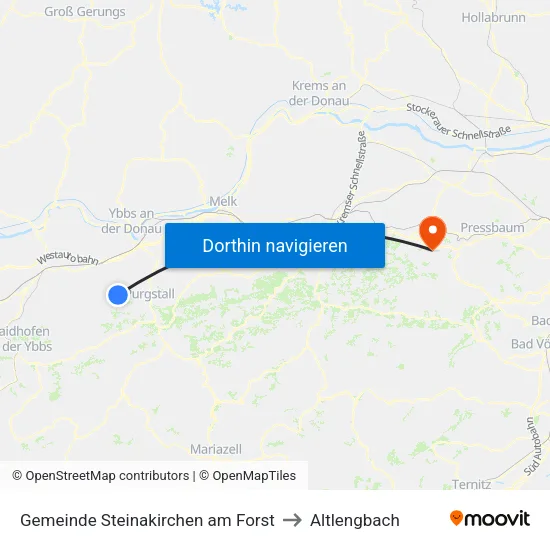 Gemeinde Steinakirchen am Forst to Altlengbach map