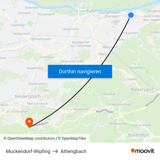 Muckendorf-Wipfing to Altlengbach map