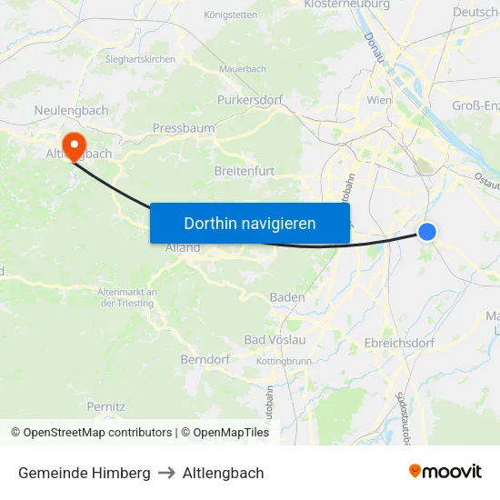 Gemeinde Himberg to Altlengbach map