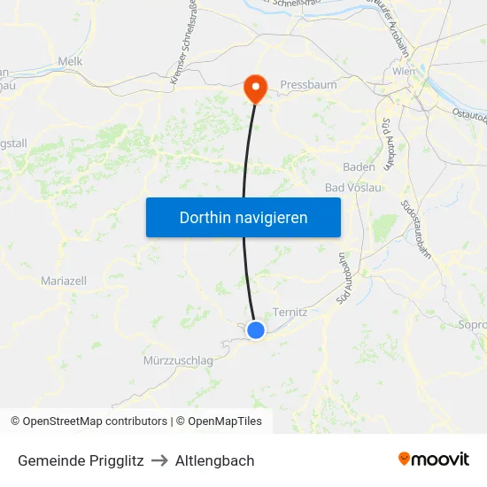 Gemeinde Prigglitz to Altlengbach map