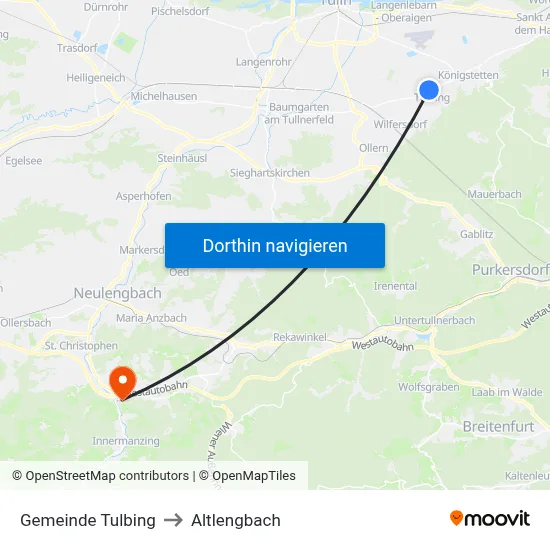 Gemeinde Tulbing to Altlengbach map
