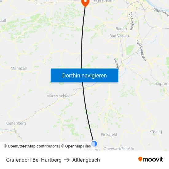 Grafendorf Bei Hartberg to Altlengbach map