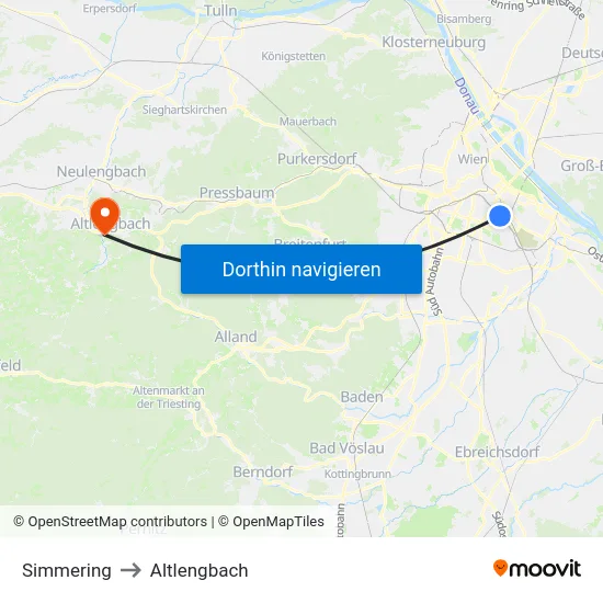 Simmering to Altlengbach map