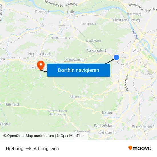 Hietzing to Altlengbach map