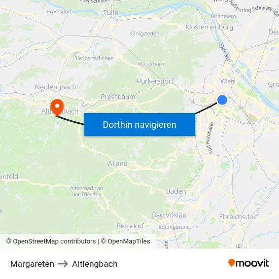Margareten to Altlengbach map