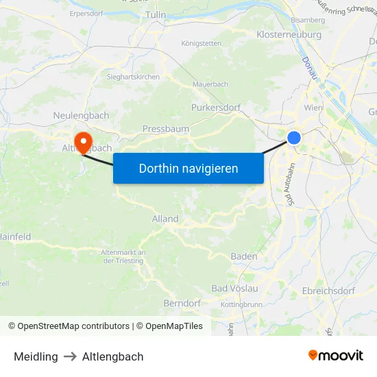 Meidling to Altlengbach map