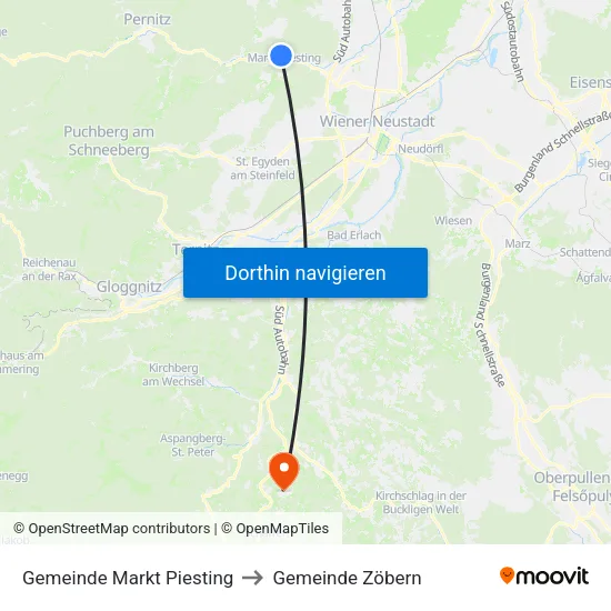Gemeinde Markt Piesting to Gemeinde Zöbern map