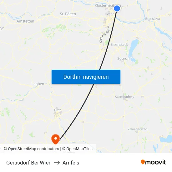 Gerasdorf Bei Wien to Arnfels map