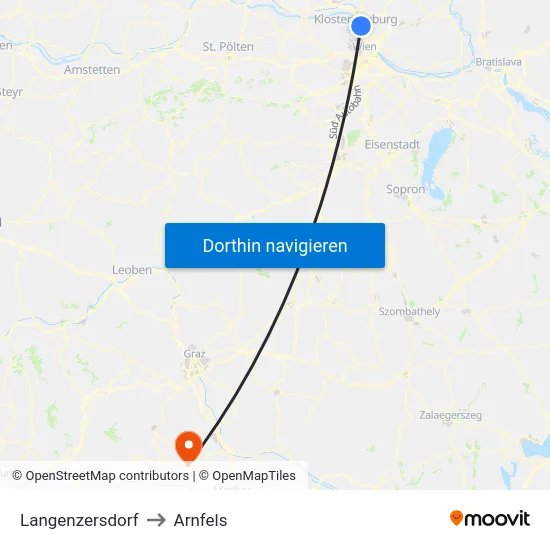 Langenzersdorf to Arnfels map