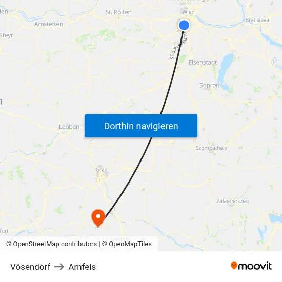 Vösendorf to Arnfels map