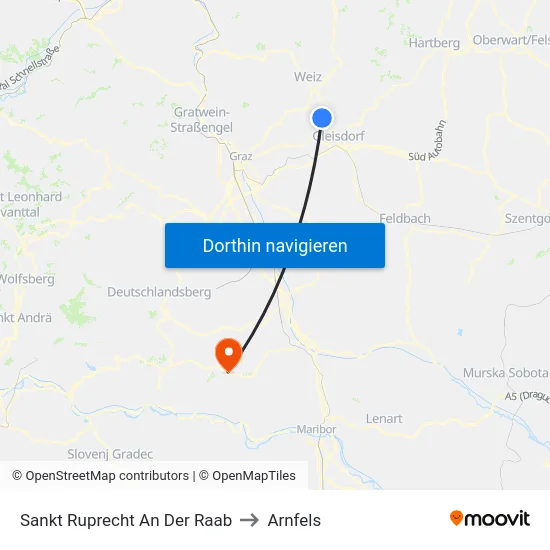 Sankt Ruprecht An Der Raab to Arnfels map