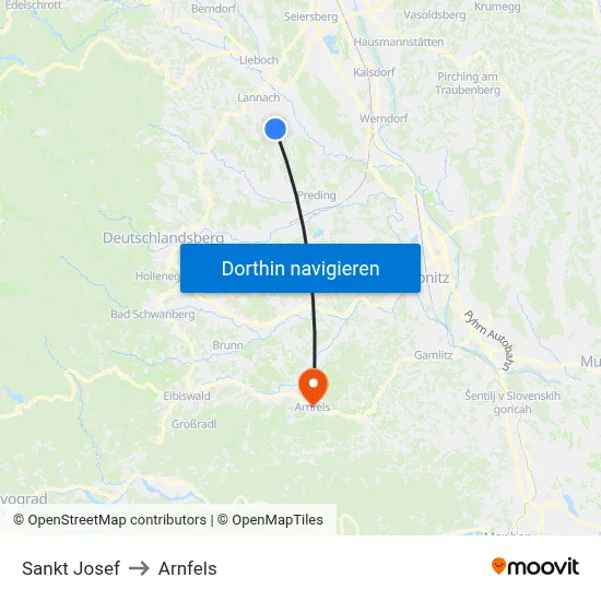 Sankt Josef to Arnfels map