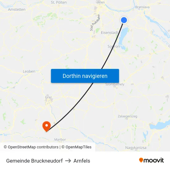 Gemeinde Bruckneudorf to Arnfels map