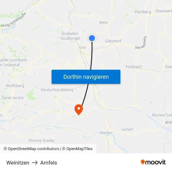 Weinitzen to Arnfels map