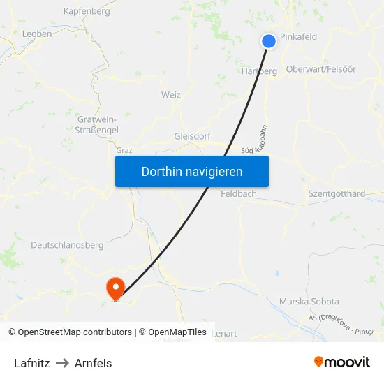 Lafnitz to Arnfels map