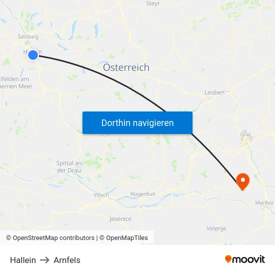 Hallein to Arnfels map