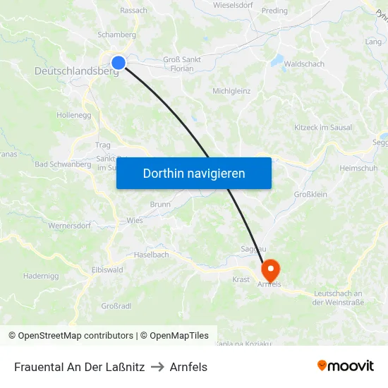 Frauental An Der Laßnitz to Arnfels map