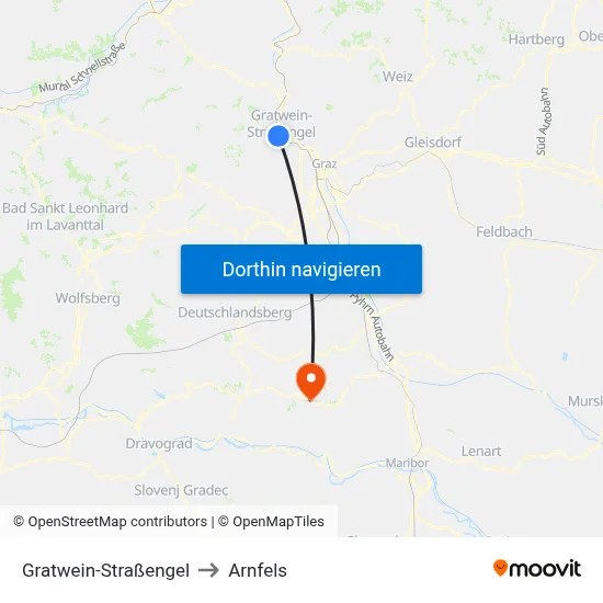 Gratwein-Straßengel to Arnfels map