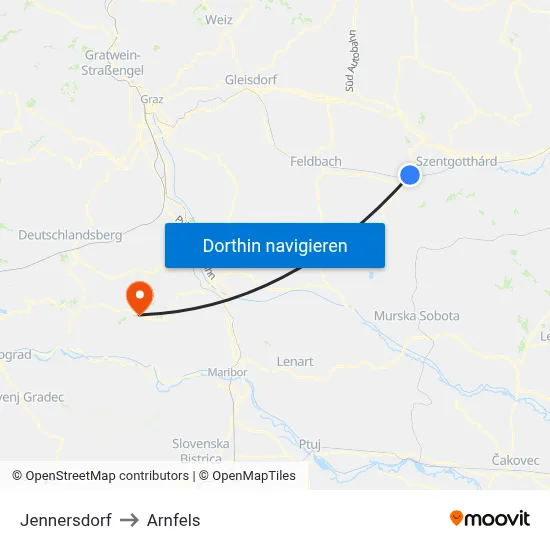 Jennersdorf to Arnfels map