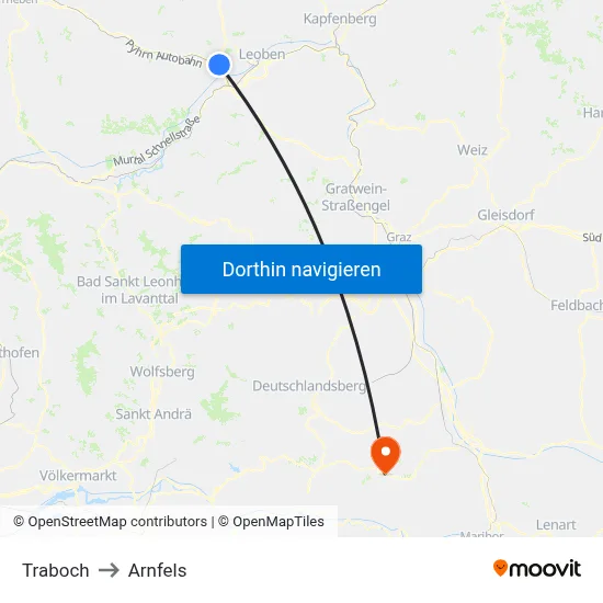 Traboch to Arnfels map