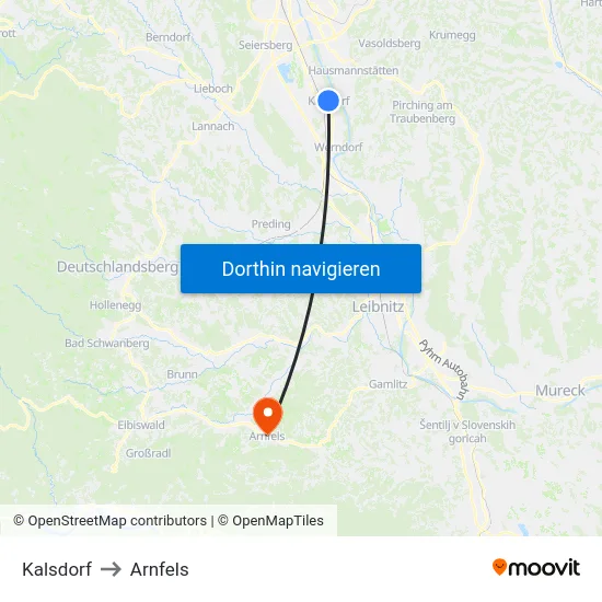 Kalsdorf to Arnfels map