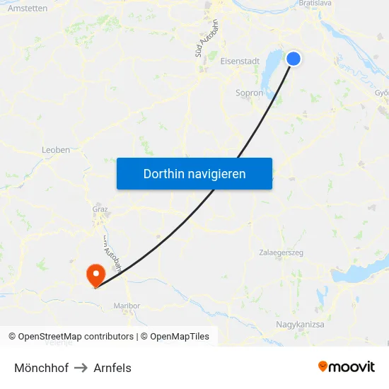 Mönchhof to Arnfels map