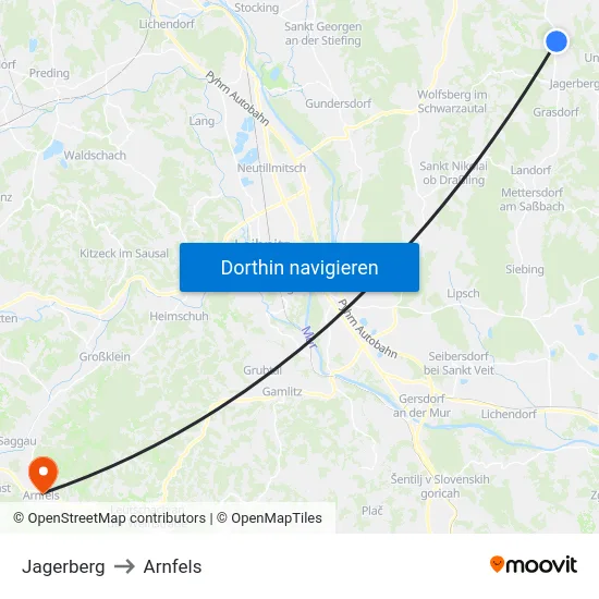 Jagerberg to Arnfels map