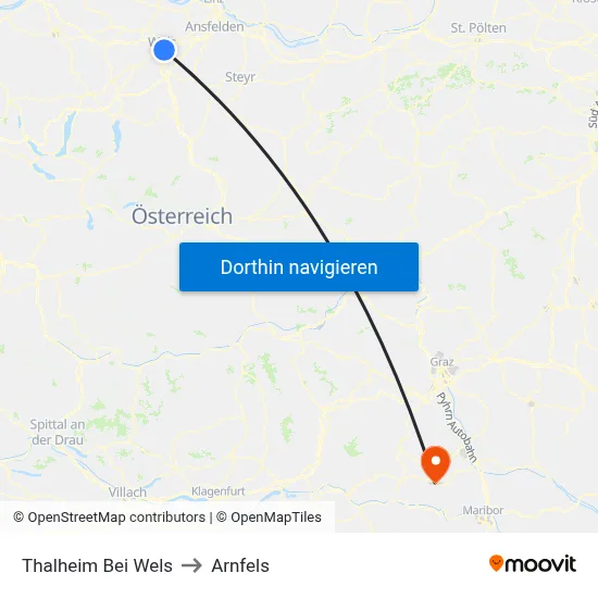 Thalheim Bei Wels to Arnfels map