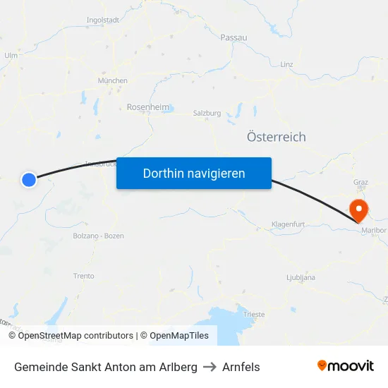 Gemeinde Sankt Anton am Arlberg to Arnfels map