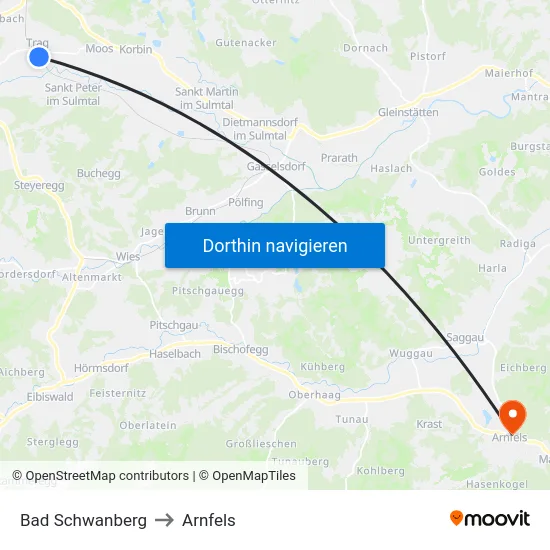 Bad Schwanberg to Arnfels map