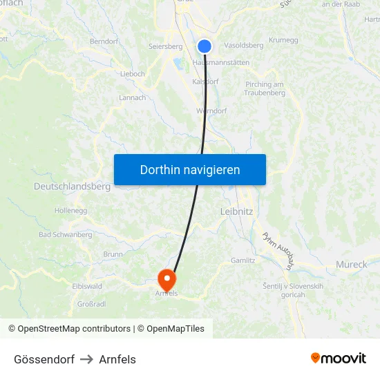 Gössendorf to Arnfels map