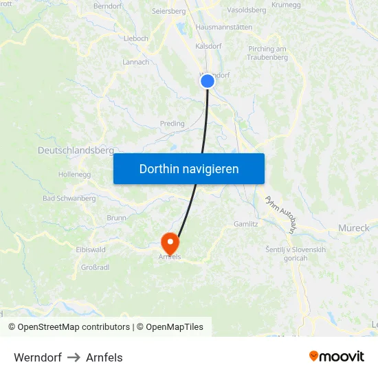 Werndorf to Arnfels map