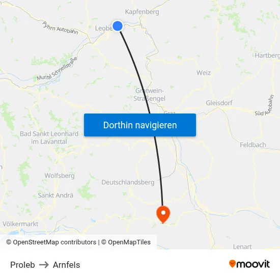 Proleb to Arnfels map