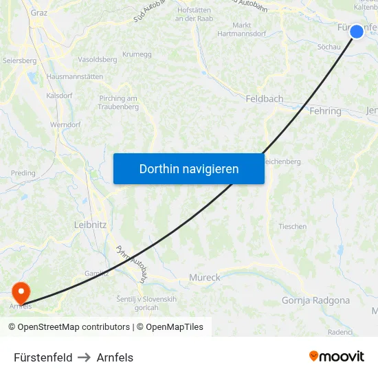 Fürstenfeld to Arnfels map