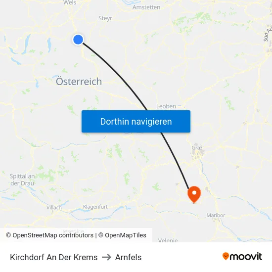 Kirchdorf An Der Krems to Arnfels map