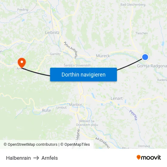 Halbenrain to Arnfels map