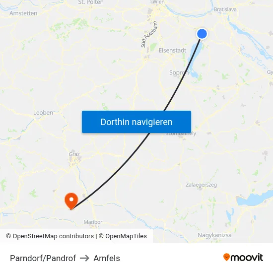 Parndorf/Pandrof to Arnfels map