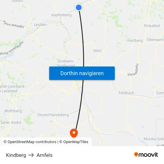 Kindberg to Arnfels map