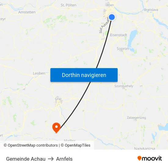 Gemeinde Achau to Arnfels map