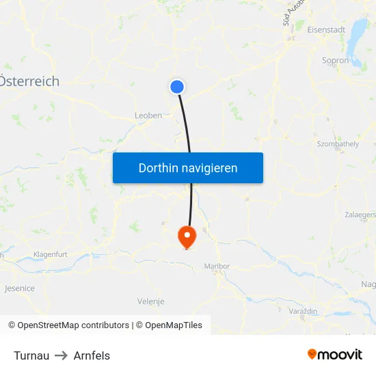 Turnau to Arnfels map